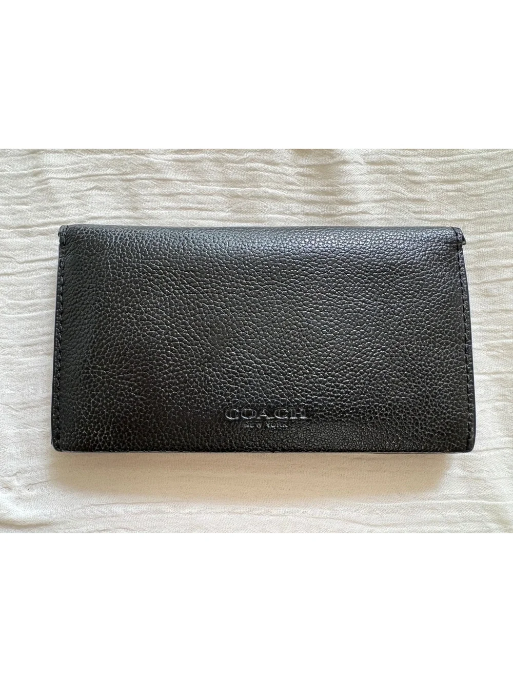 Coach Men’s Black Pebbled Leather Long Breast Pocket Wallet Card Holder